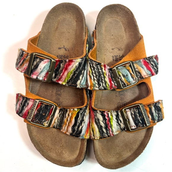 RARE Birkenstock Multicolored Yarn Arizona Sandals Size EU 37 - Picture 14 of 16